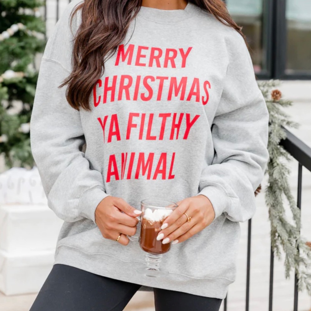 Merry Christmas Ya Filthy Animal Crewneck Sweatshirt